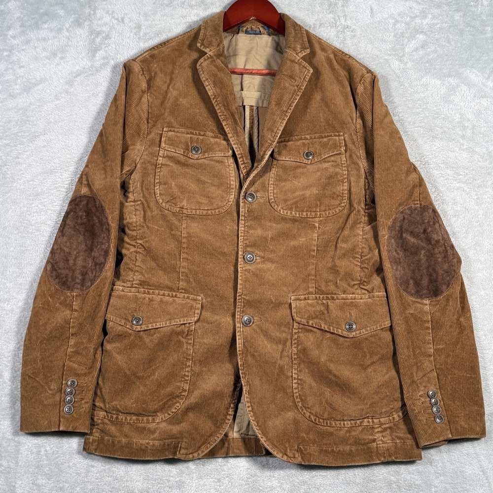 Ralph Lauren Blazer Mens S/M Brown Corduroy Suede Elbow Sport Coat Jacket Slim